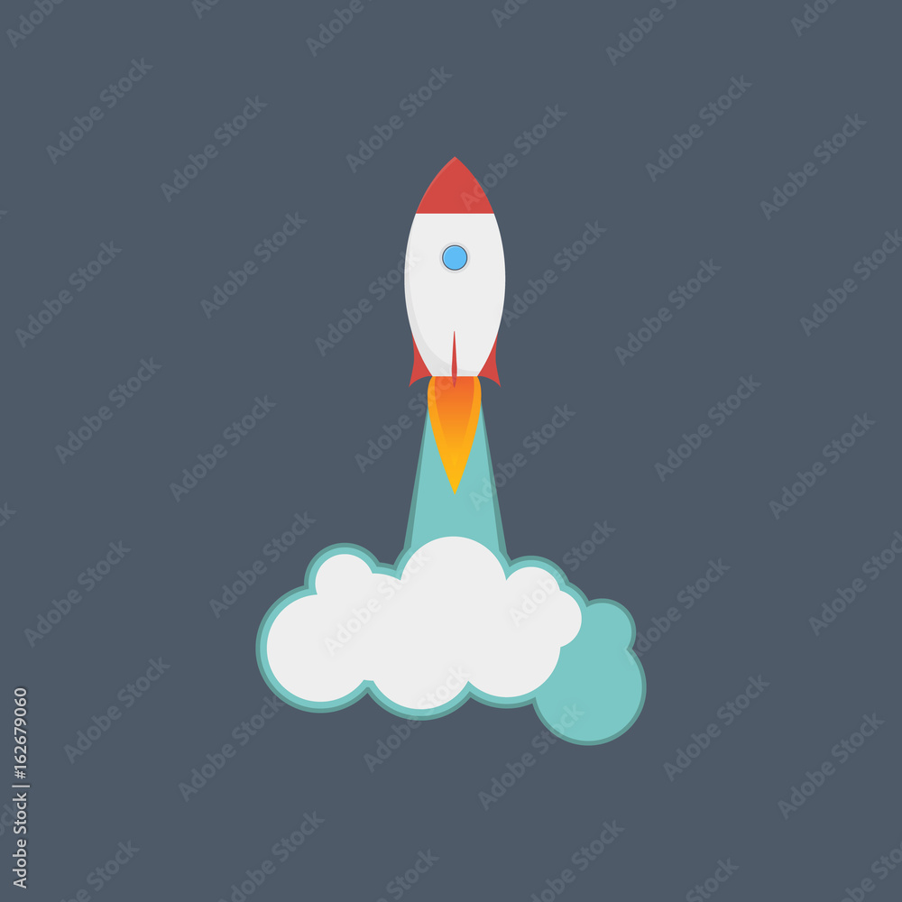 Aufkleber image of a flat rocket for design. flat design style concept icons for graphic and web design.