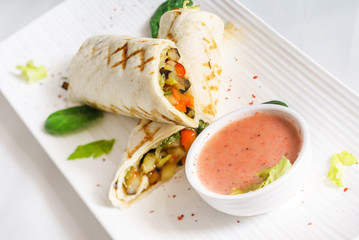 tortilla wrap with sauce