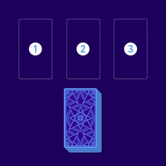 Template for three tarot card spread with deck. Reverse side. Place for three cards. Vector illustration - 162679017