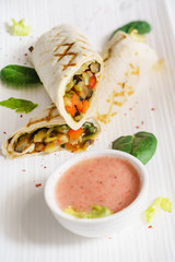 tortilla wrap with sauce