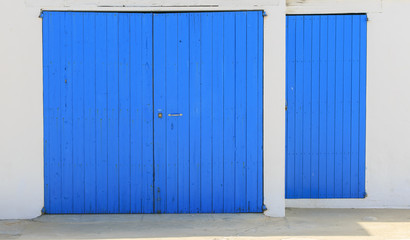 Blue old wooden door in Formentera