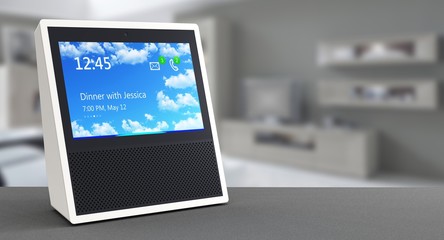Smart speaker with voice control and display - obrazy, fototapety, plakaty