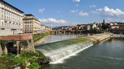 Vista de la ciudad de Florencia, rio Arno - obrazy, fototapety, plakaty