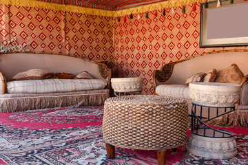 Interior of a desert tent for tourists