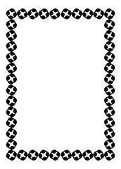 Black and white silhouette frame with decorative flowers. Vector clip art.