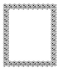 Black and white silhouette frame with decorative flowers. Vector clip art.