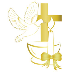 Fototapeta Gold design for sacrament of baptism invitation, card. obraz