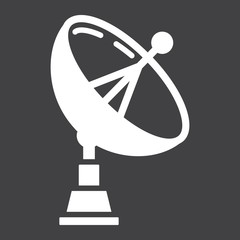 Satellite Dish solid icon, antenna and radar, vector graphics, a glyph pattern on a black background, eps 10.