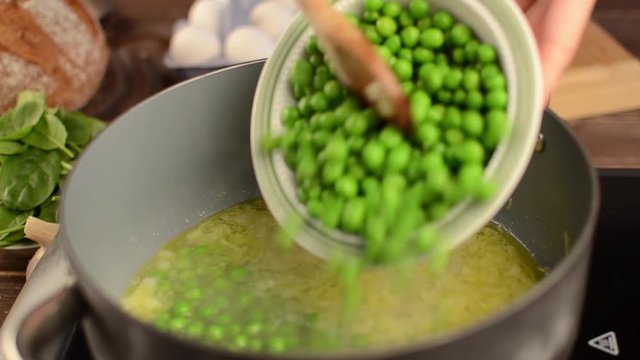 Peas soup cooking stock footage
