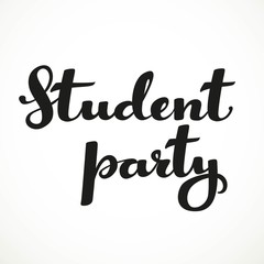 Student party calligraphic inscription on a white background