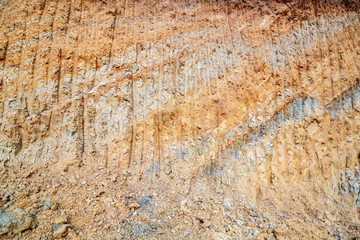Ancient layers of earth in excavations. Beautiful texture.