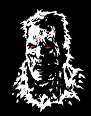 Angry zombie head. Vector illustration.