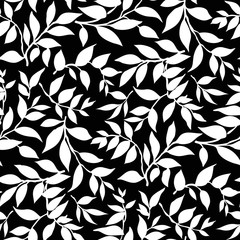 Black and white leafy background pattern