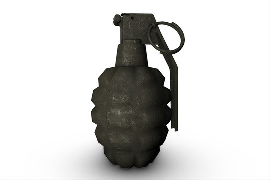 old grenade on white background 3d illustration