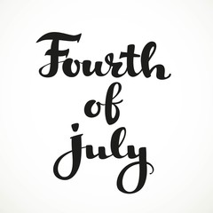 Fouth of july calligraphic inscription on a white background
