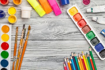 Colorful drawing supplies.