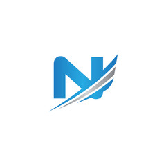 initial letter logo wing etno modern N