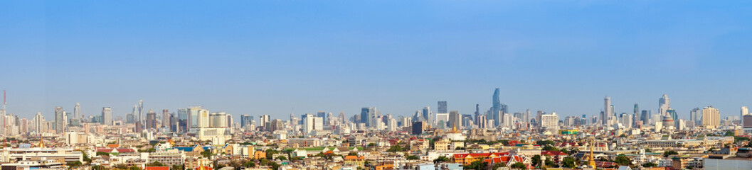 panorama cityscape of Bangkok city skyline , panoramic landscape  Thailand