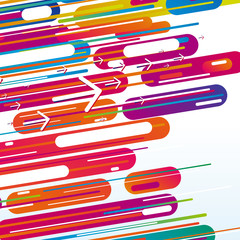 Trendy geometric style abstract background with colorful lines and arrows. 