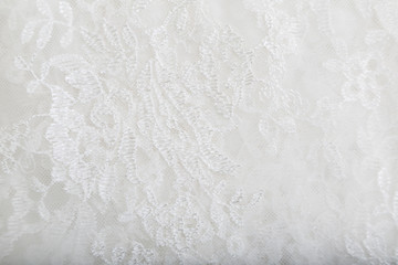 Lace of guipure fabric with tender white pattern