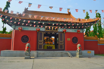 Enter to Chinese Buddhist temple in Lumbini, Nepal - birthplace of Buddha.