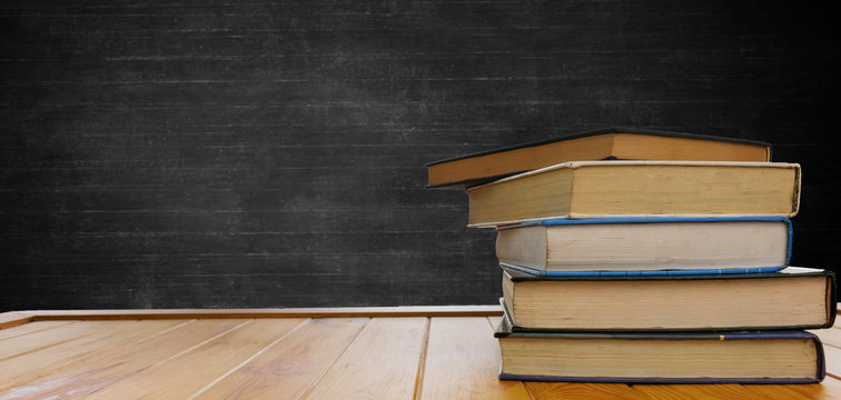 classroom background with textbooks