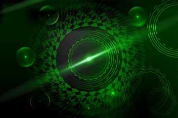 Spaceships green are flying into space,abstract background illustration