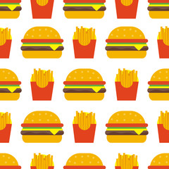 french fries and hamburger seamless