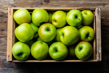 Full box of apples. Harvest concept