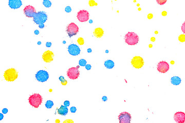 Abstract red yellow blue ink splash