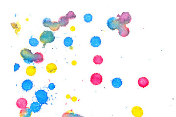 Abstract red yellow blue ink splash