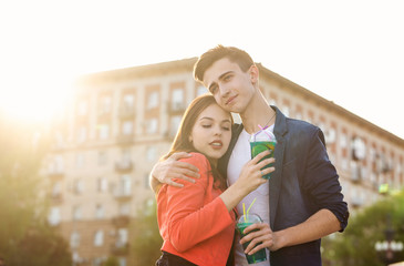 Adolescents in love on a date