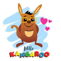 Obraz na płótnie Canvas little cute kangaroo. vector cartoon illustration