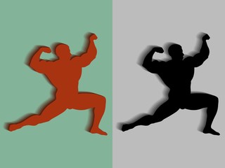 illustration of bodybuilder , vector drawing