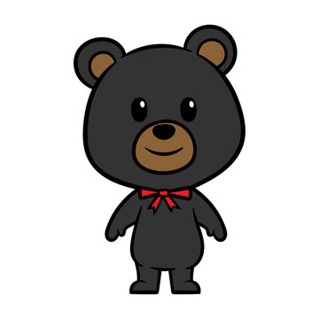 Cartoon Black Bear Character Vector Illustration