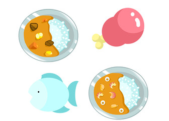 カレー＆シーフードカレー　on white background