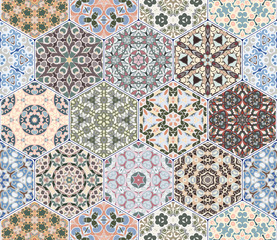 Vector set of hexagonal patterns.