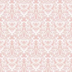Damask classic pink pattern. Seamless abstract background with repeating elements. Orient background