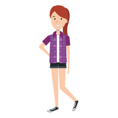 beautiful and young woman character vector illustration design