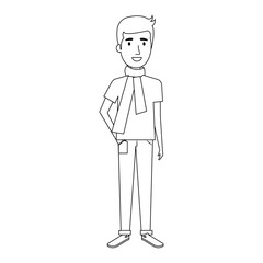 young man model avatar character vector illustration design
