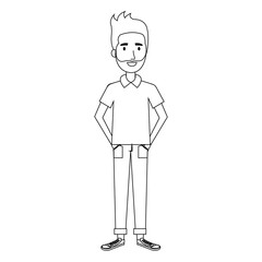 young man model avatar character vector illustration design