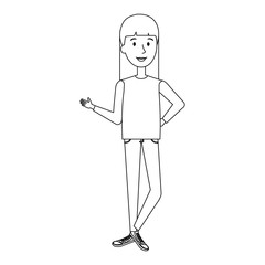 beautiful and young woman character vector illustration design