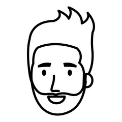 young man head avatar character vector illustration design