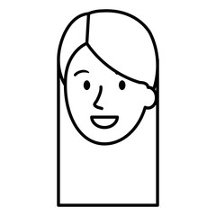beautiful and young woman head character vector illustration design