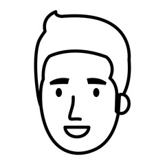 young man head avatar character vector illustration design