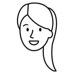 beautiful and young woman head character vector illustration design