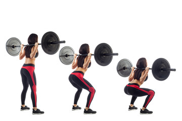 Woman doing squat  with a barbell