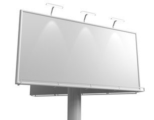 3D rendering of blank billboard (empty advertisement) isolated on white background