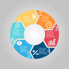 Business Diagram circle 2 3 4 5 6