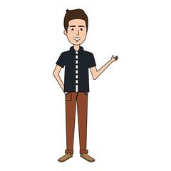 young man model avatar character vector illustration design